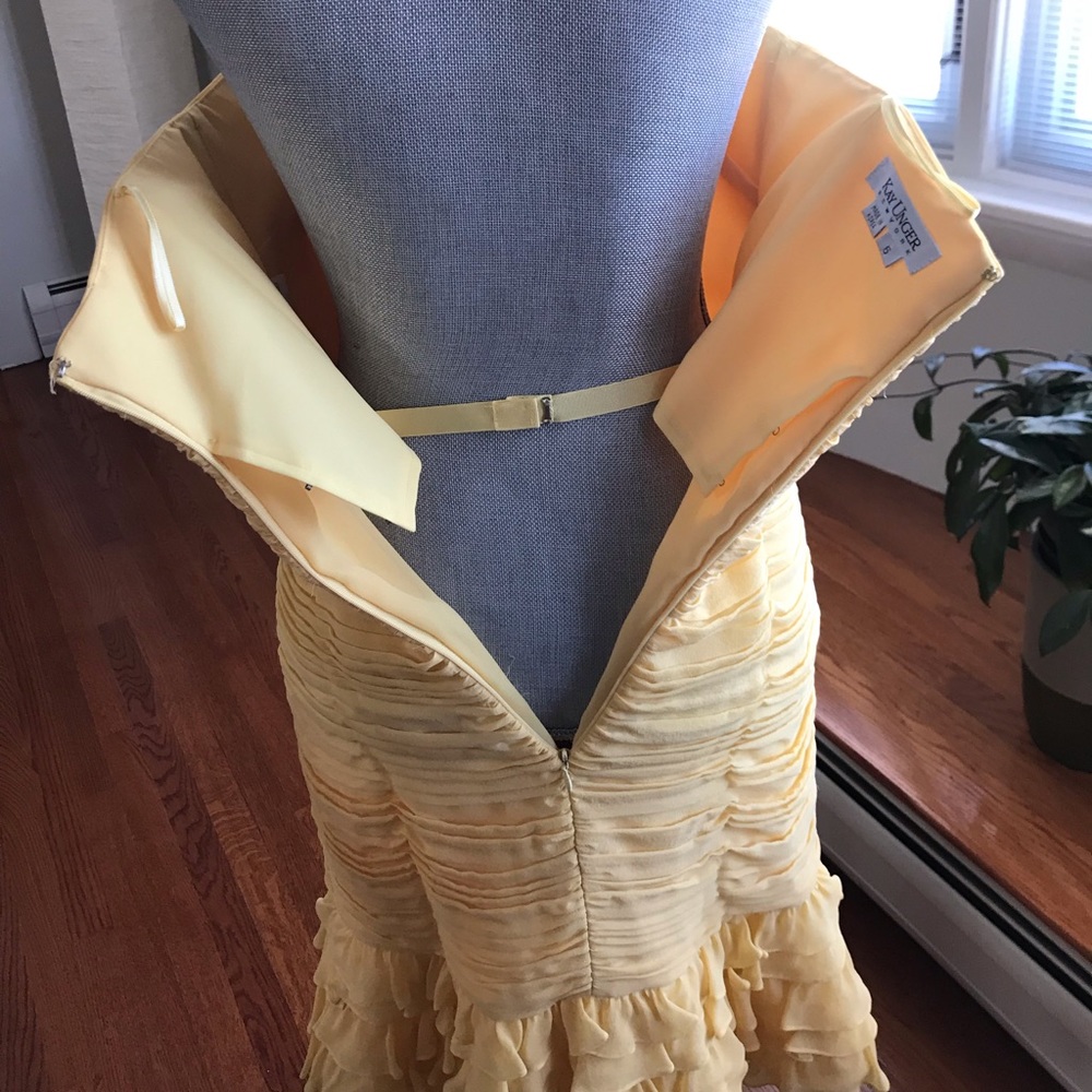 Kay Unger Strapless Prom/Cocktail Dress Yellow - Picture 4 of 7